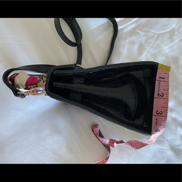 House of Hello HK Black Croc Big Eyes Kelly Style Tote Crossbody Bag Purse - Picture 13 of 16